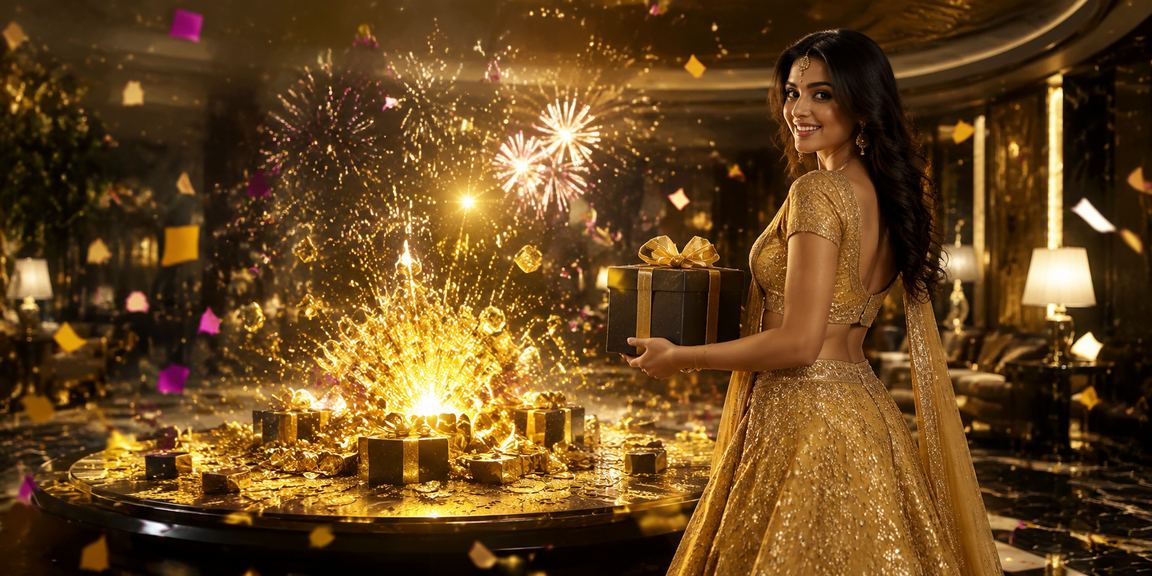 Indian woman enjoying casino games on an2 mobile app during evening