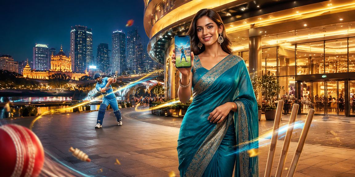 Female cricket fan engaging with an2 promotions on mobile in Pune city